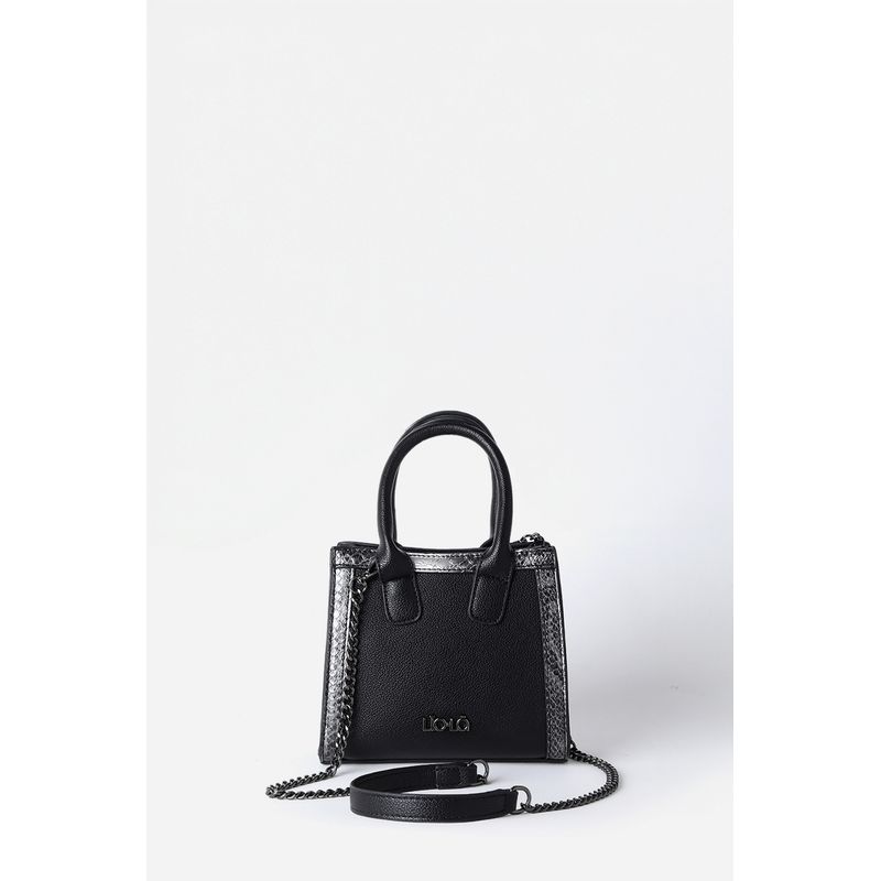 LIOLA - Cartera Pequeña Aplicación Piton, Efecto Cuero, Negro Liola