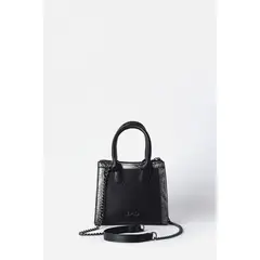 LIOLA - Cartera Pequeña Aplicación Piton, Efecto Cuero, Negro