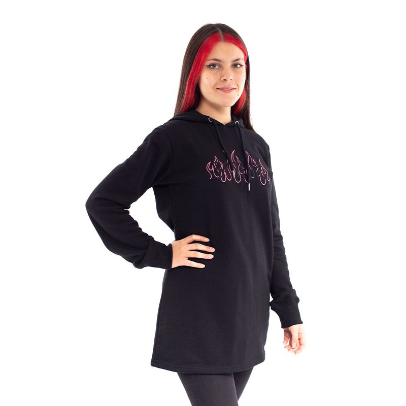 SPITFIRE - Polerón Hoodie Long Fit Mujer Unisex Spitfire Negro