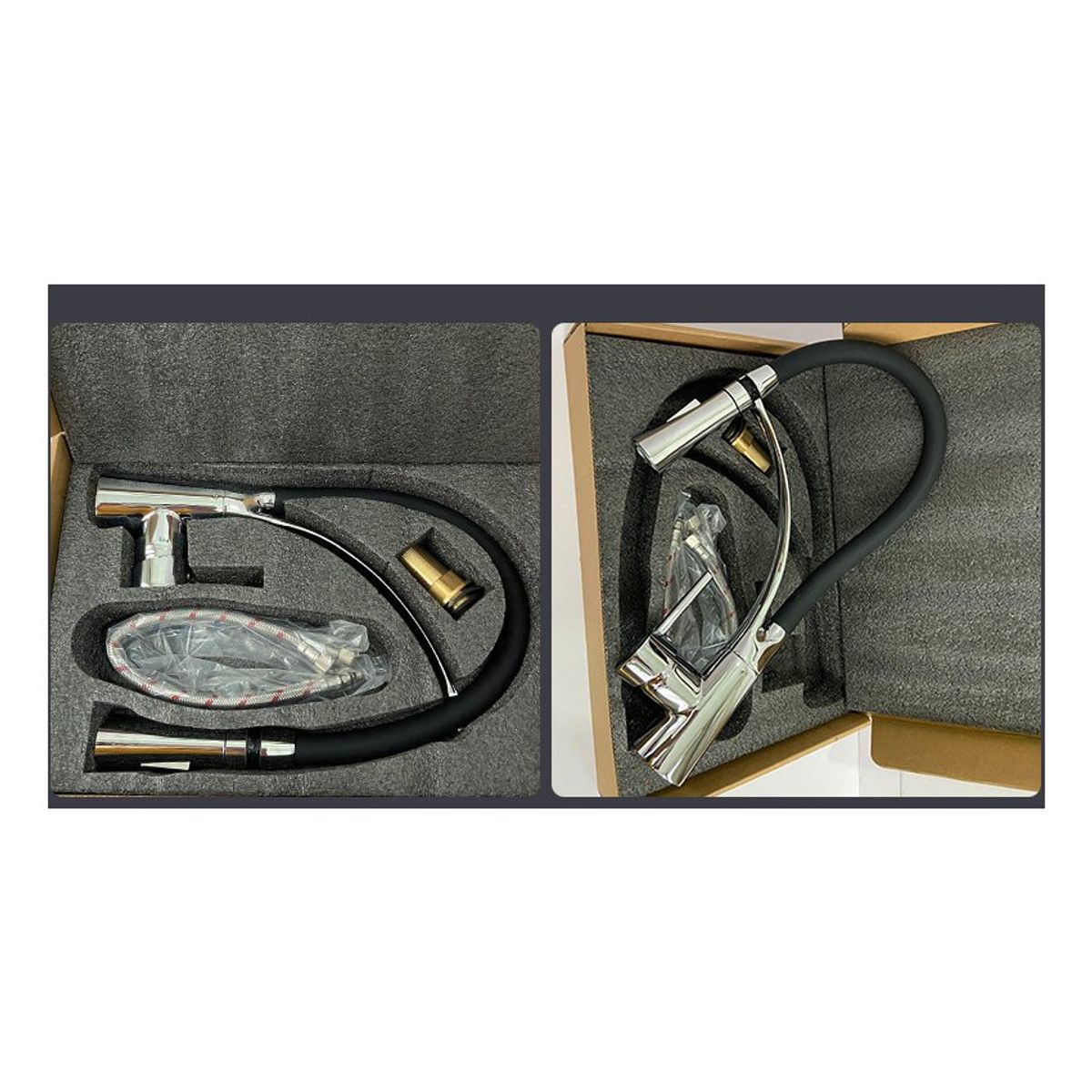 PUREPOWER - Grifo de cocina 360 extensible de acero cepillado