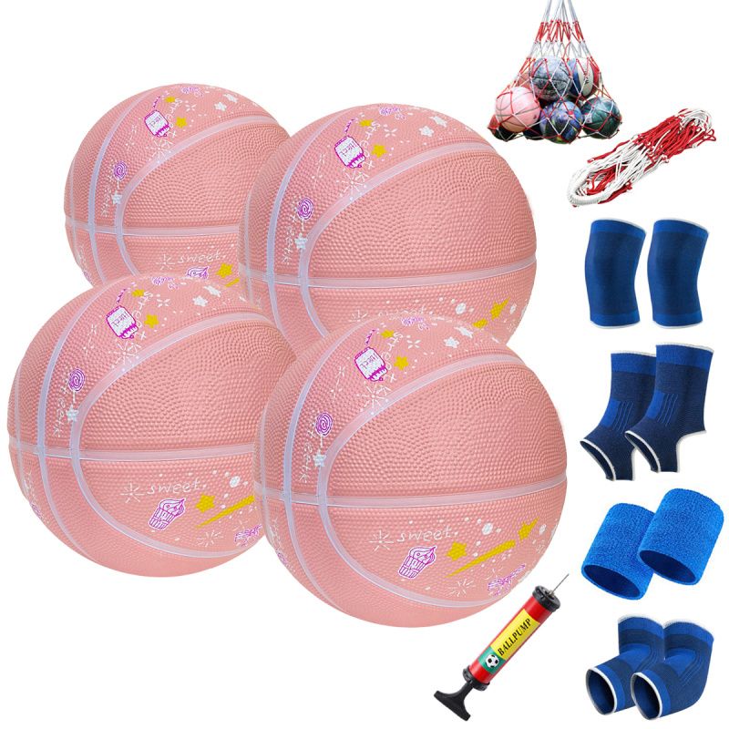 GENERICO - Paquete de 4 Mini pelotas de baloncesto tamaño 3 para niños