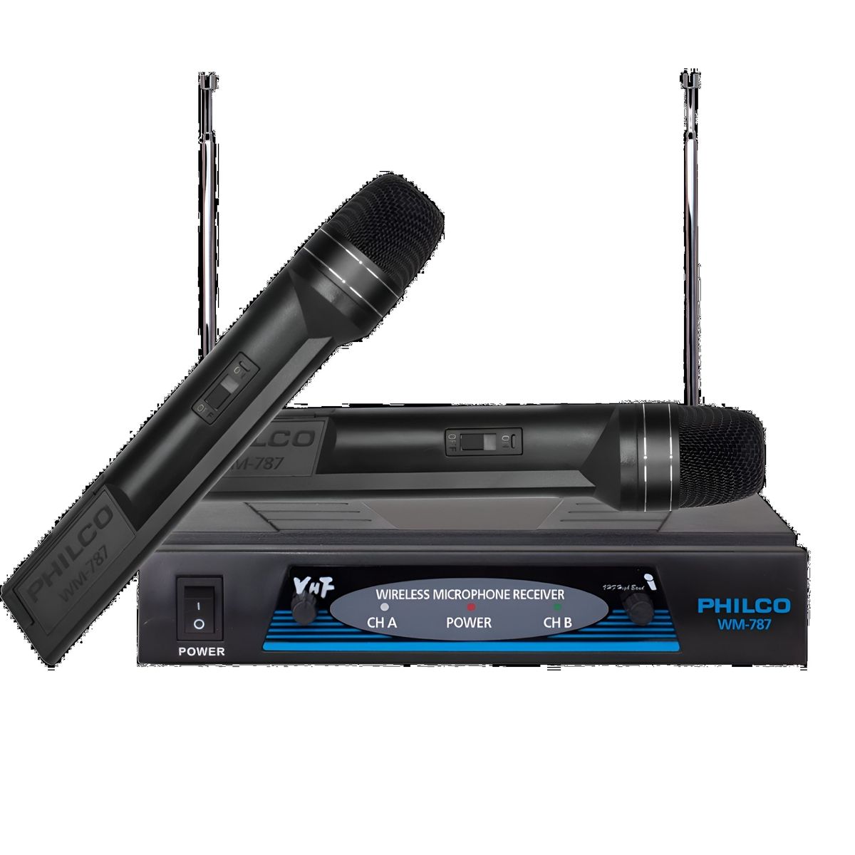 PHILCO - Pack de 2 Micrófonos Inalámbricos VHF PRO WM-787 Audio HD