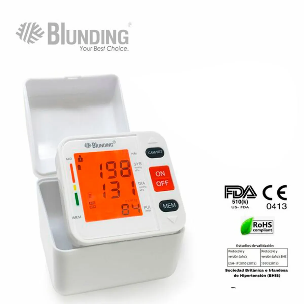 BLUNDING - Esfignomanometro Toma Presion De Muñeca Digital