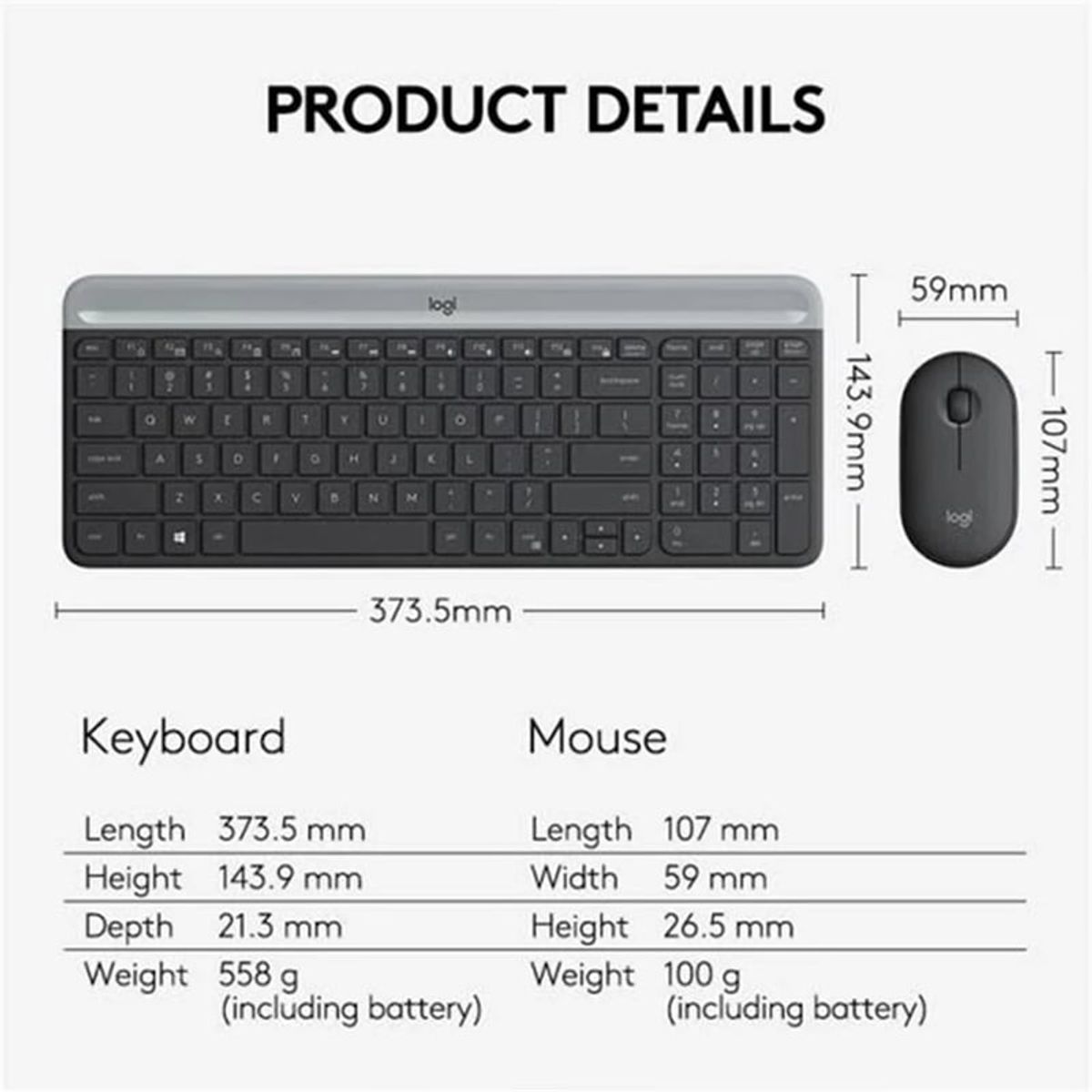 LOGITECH - Kit De Teclado y Mouse Logitech MK470 - Blanco