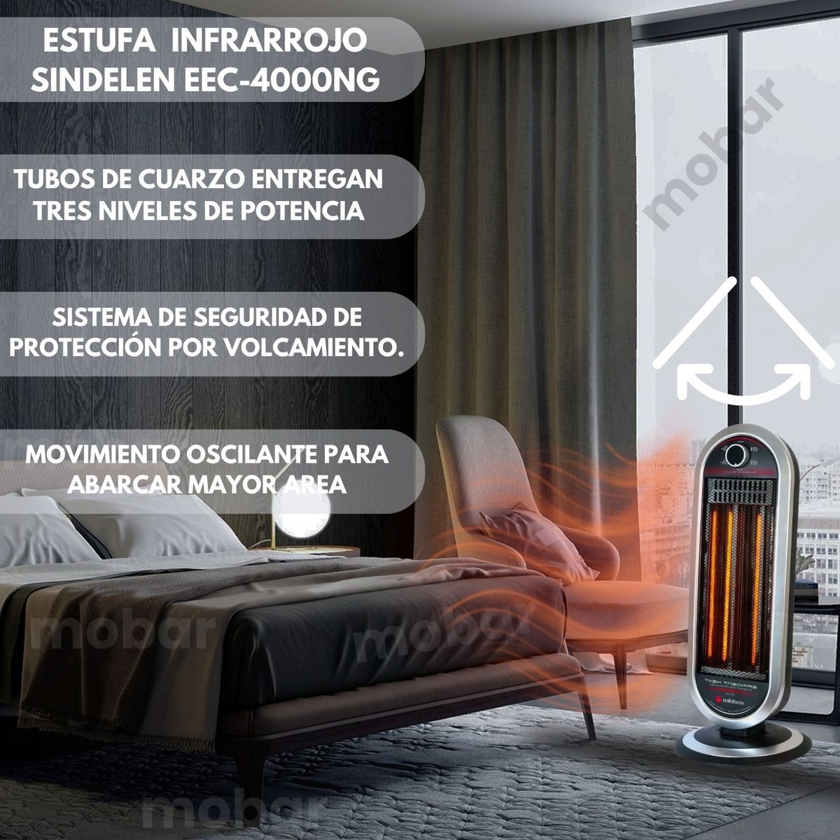 SINDELEN - Estufa Calefactor Infrarrojo Convector Sindelen Eec-4000 25m…