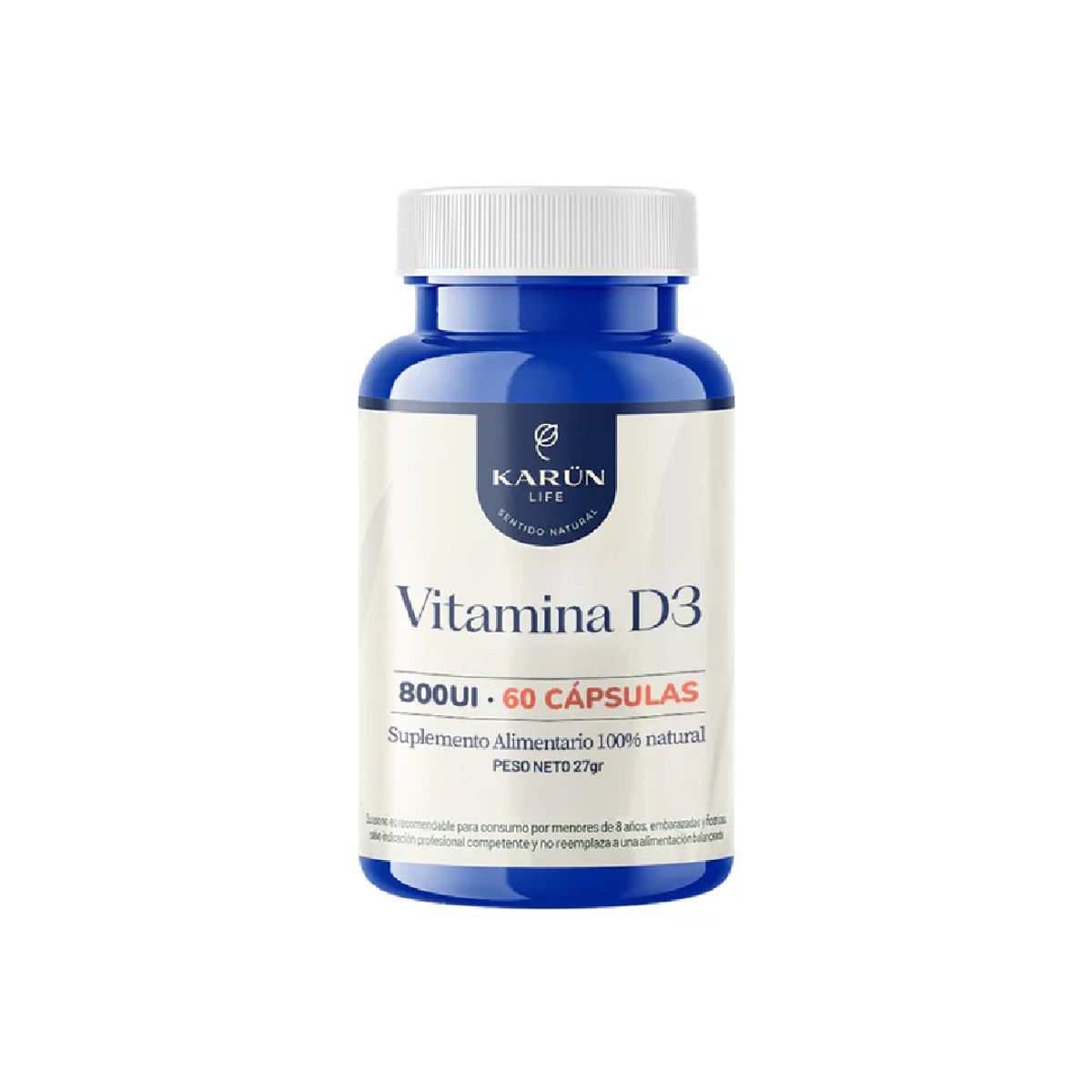KARUNLIFE - Vitamina D3 800 ui 60 Cápsulas Karun Life