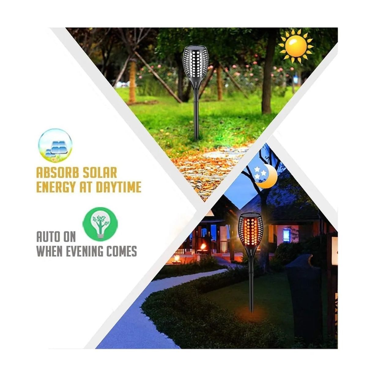 GENERICO - Estaca Luz Solar Led Antorcha Jardín Grande C Panel Calido