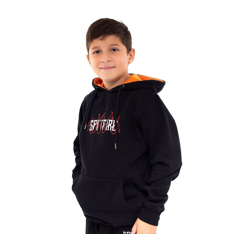 SPITFIRE - Polerón Hoodie Long Fit Niño Spitfire Negro