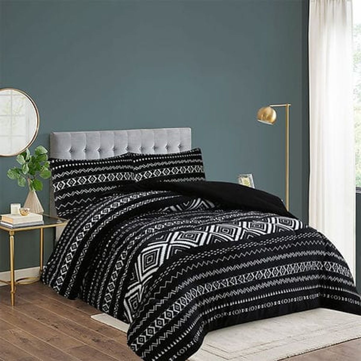 GENERICO - Plumon Cobertor de invierno plush y chiporro 2 plazas - Negro Diseños