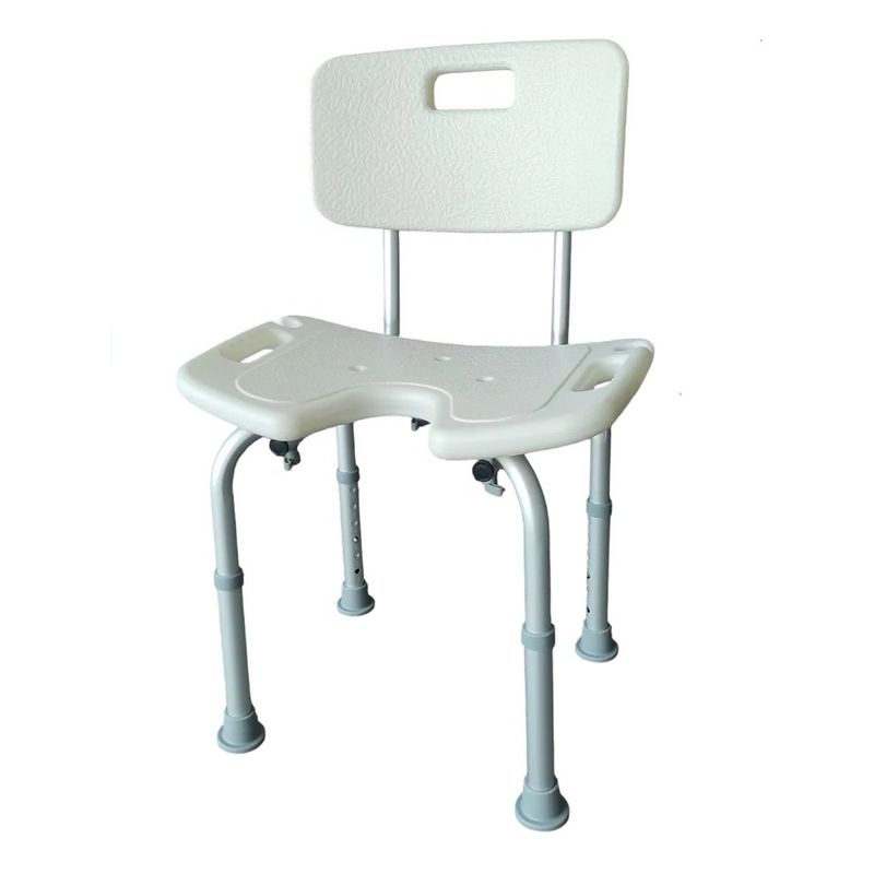 GENERICO - Silla De Ducha Con Rebaje Respaldo Altura Ajustable Aluminio 302B