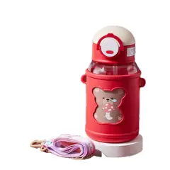 GENERICO - Botella De Agua Osito Kawaii Portatil Rojo Para Niños Y Niñas