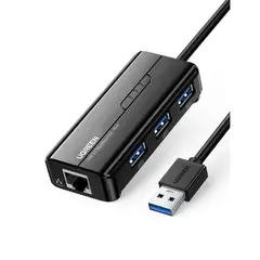 UGREEN - Hub USB-A a 3USB + RJ45 Gigabit Negro