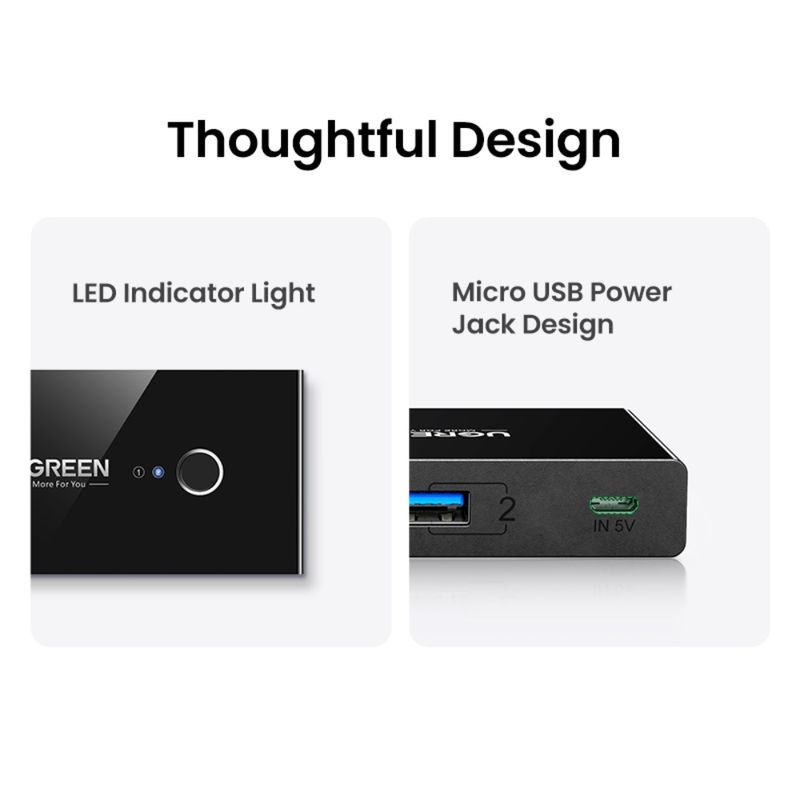 UGREEN - Switch USB 30 2X4 Negro Ugreen