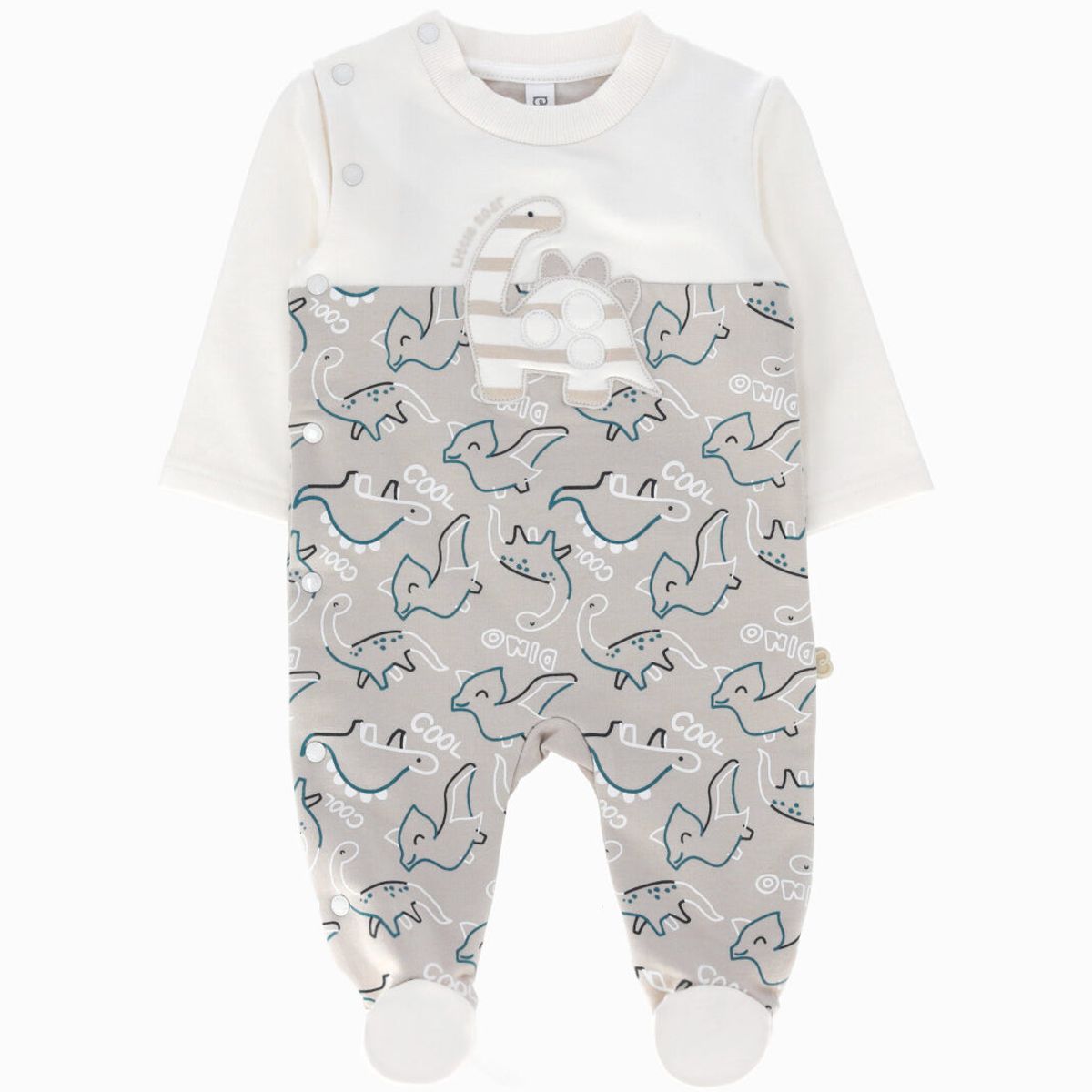 BLACK AND BLUE - Enterito recién nacido con dinosaurio blanco Black and Blue