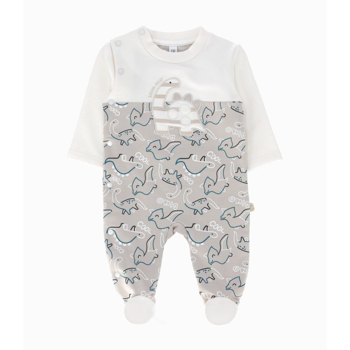 BLACK AND BLUE - Enterito recién nacido con dinosaurio blanco Black and Blue