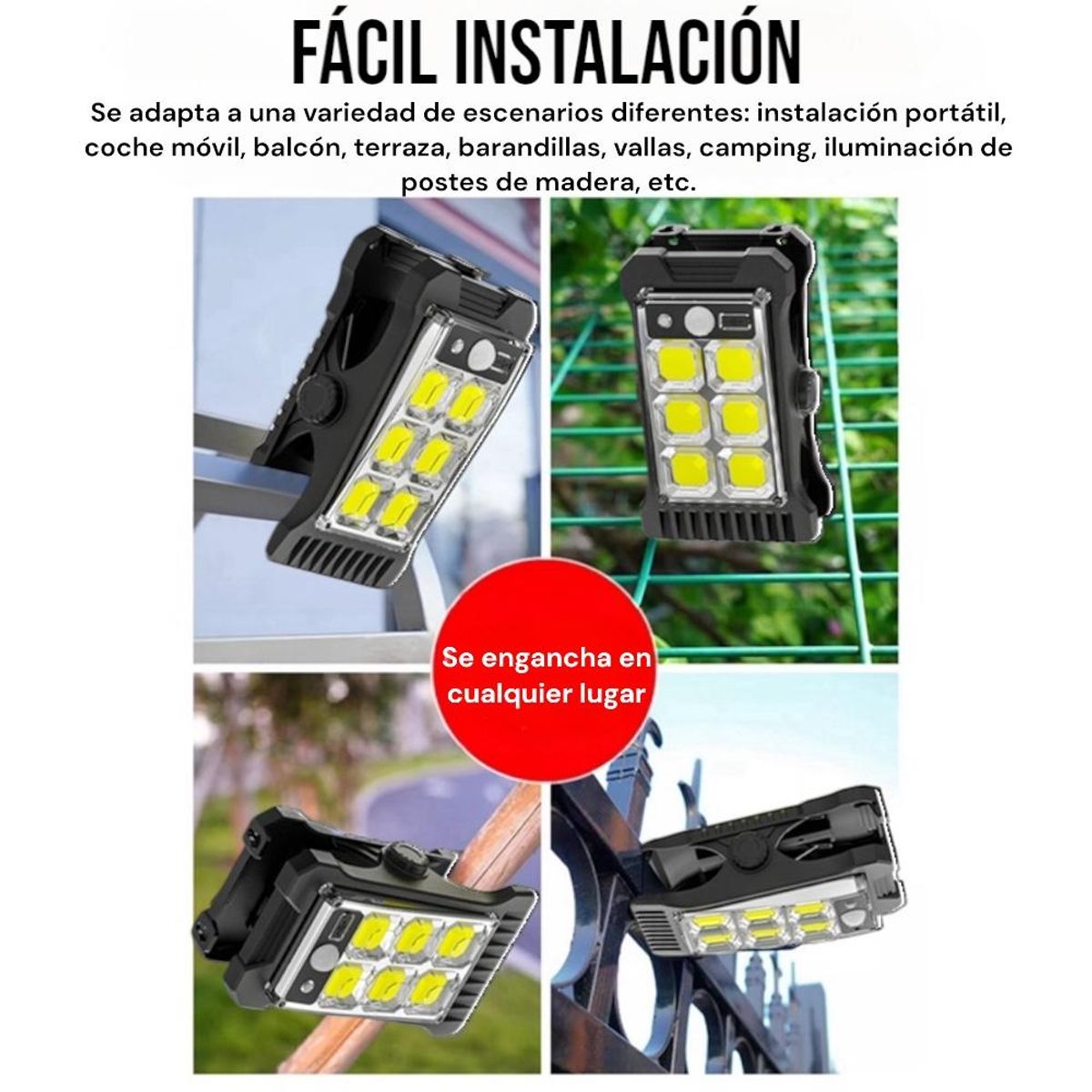GENERICO - Foco Solar Led Con Pinzas Exterior Portátil