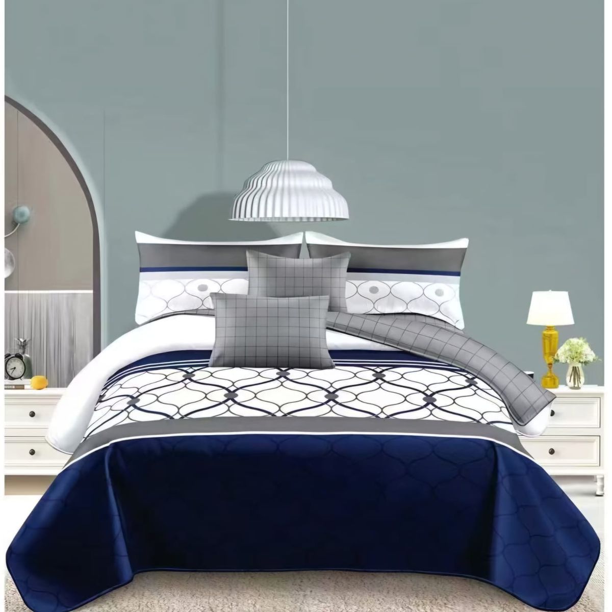 GENERICO - Juego de Sábana de Genero 3 pieza 1.5 Plaza Diseño Dúo Color Azul TF