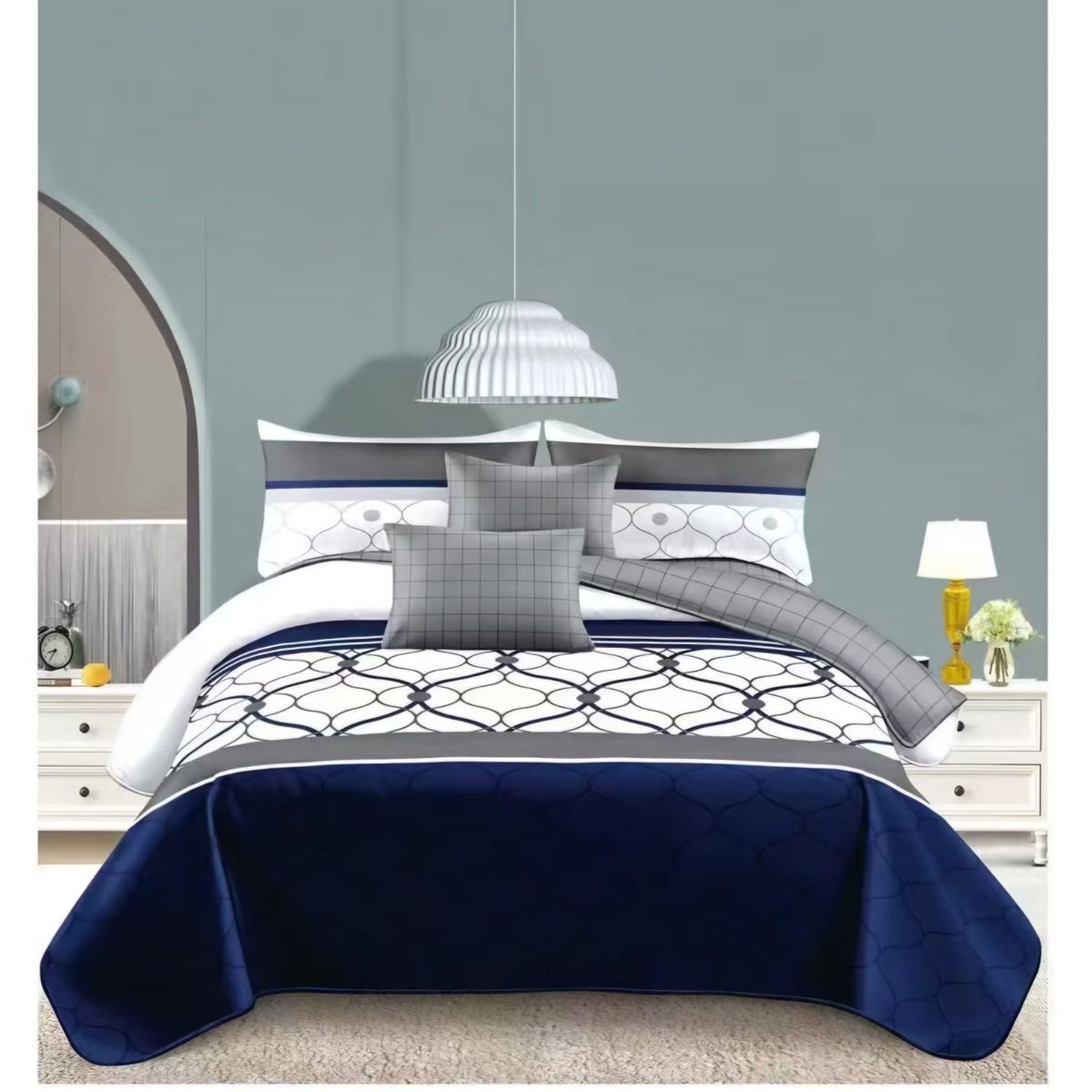 GENERICO - Juego de Sábana de Genero 3 pieza 1.5 Plaza Diseño Dúo Color Azul TF