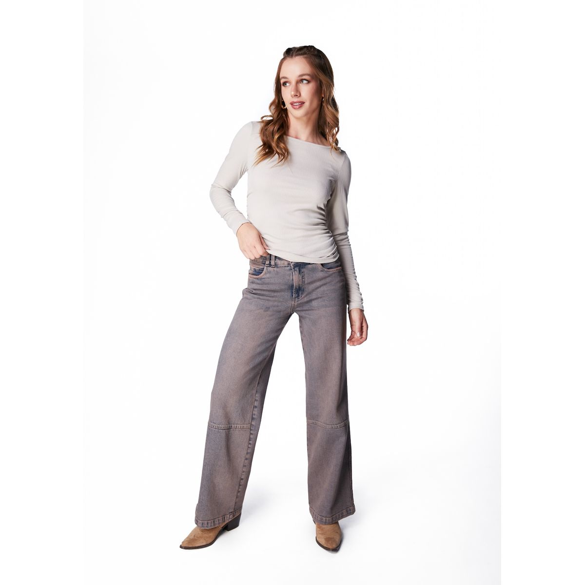 EFESIS - POLERA MUNCH REGULAR ESCOTE ASIMETRICO Y RECOGIDO COSTADOS