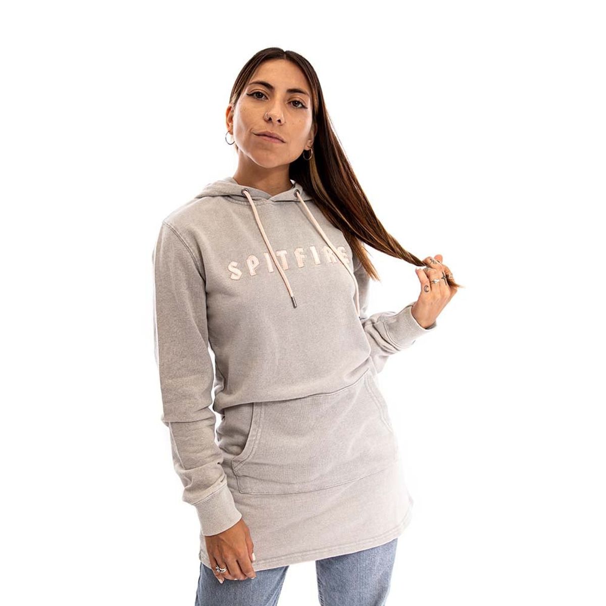 SPITFIRE - Polerón Hoodie Long Fit Mujer Spitfire Beige