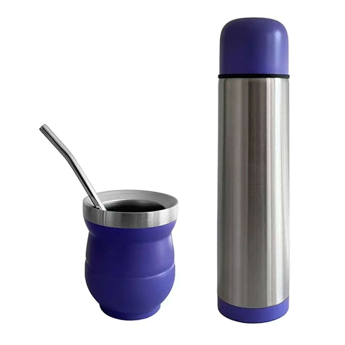 GENERICO - Set De Mate Con Bombilla + Termo Bala 1000ml Acero Inox