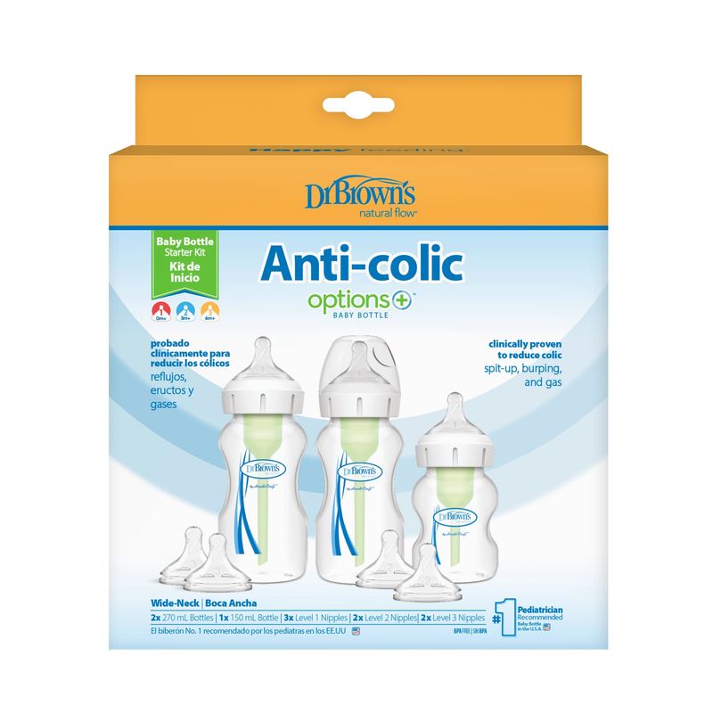 DR BROWN'S - Kit De Inicio Boca Ancha Options+ Dr Brown´s Anticolicos