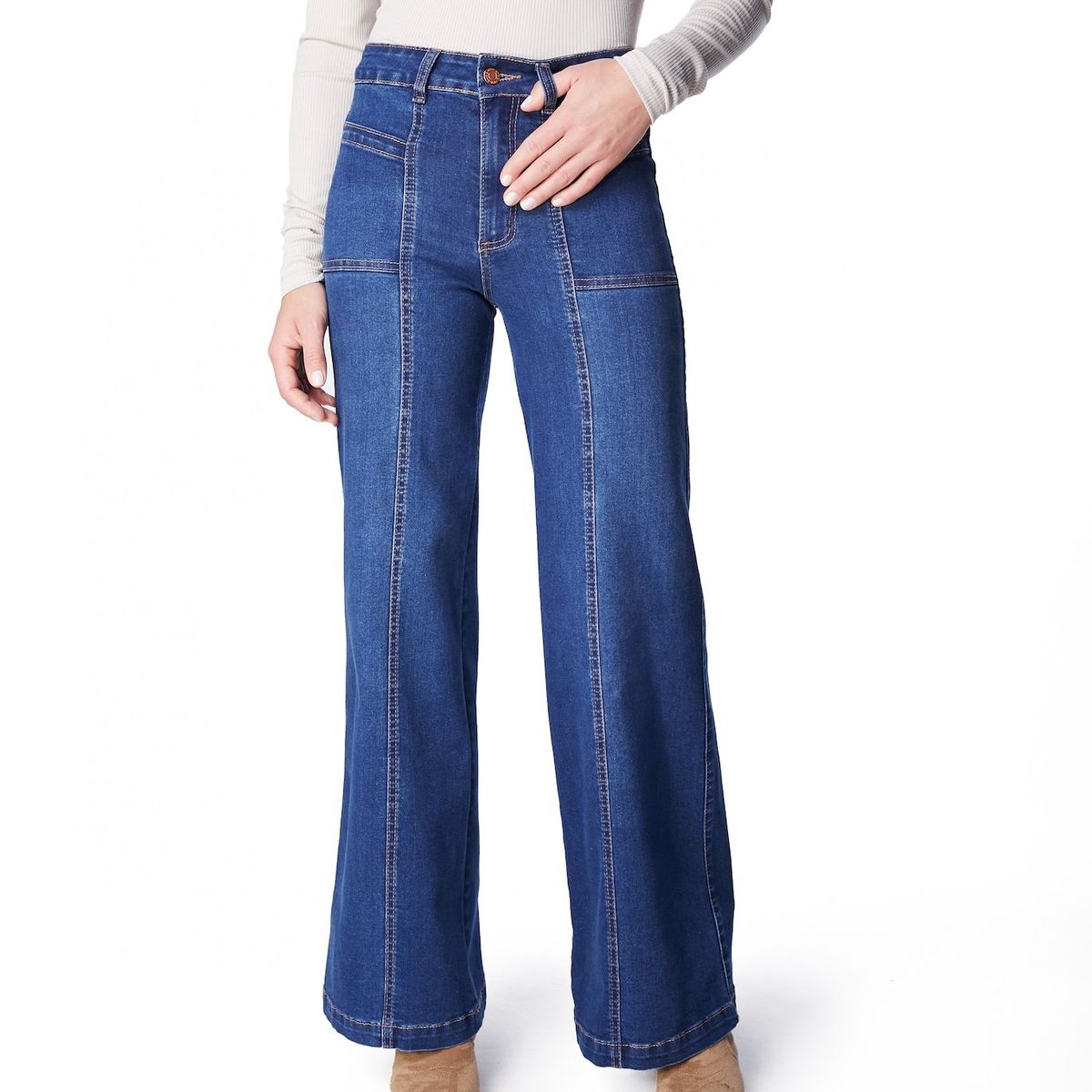 EFESIS - JEANS PIRAGI BLUE PALAZZO BOLSILLO INCRUSTADO - Azul