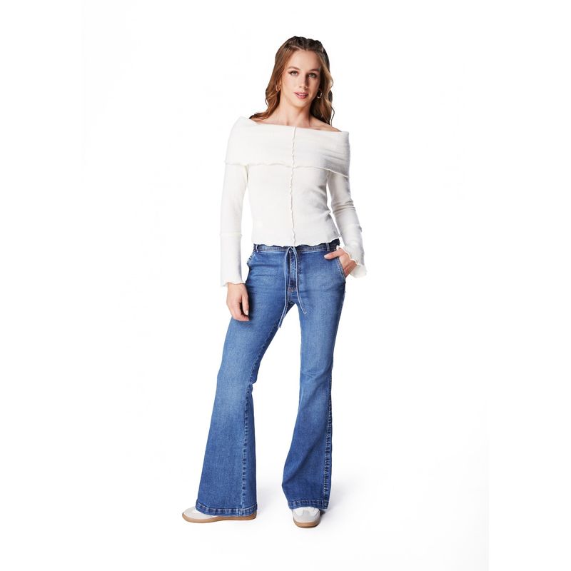 EFESIS - JEANS MACEIO FLARE PRETINA ANCHA C LAZO AZUL - Azul