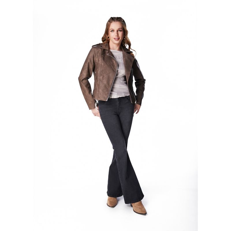 EFESIS - JEANS BEKY FLARE PINZAS - Negro
