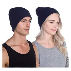 EKOL TACTICA MILITAR - Pack 12 Gorro De Lana Con Doblez Adulto Azul / Negro