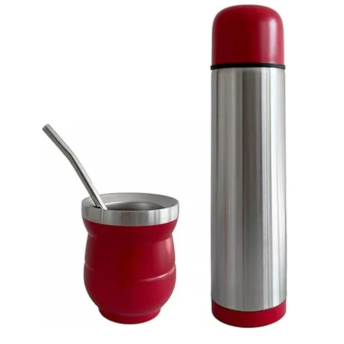 GENERICO - Set De Mate Con Bombilla + Termo Bala 1000ml Acero Inox