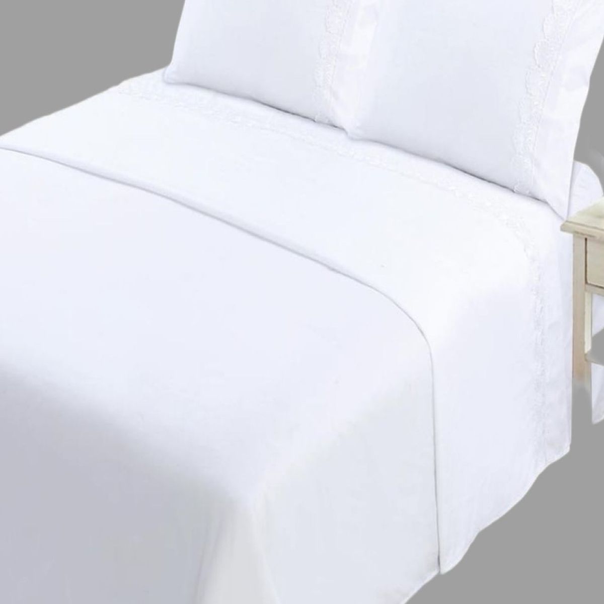 GENERICO - JUEGO DE SABANAS 144 HILOS KING BLANCO