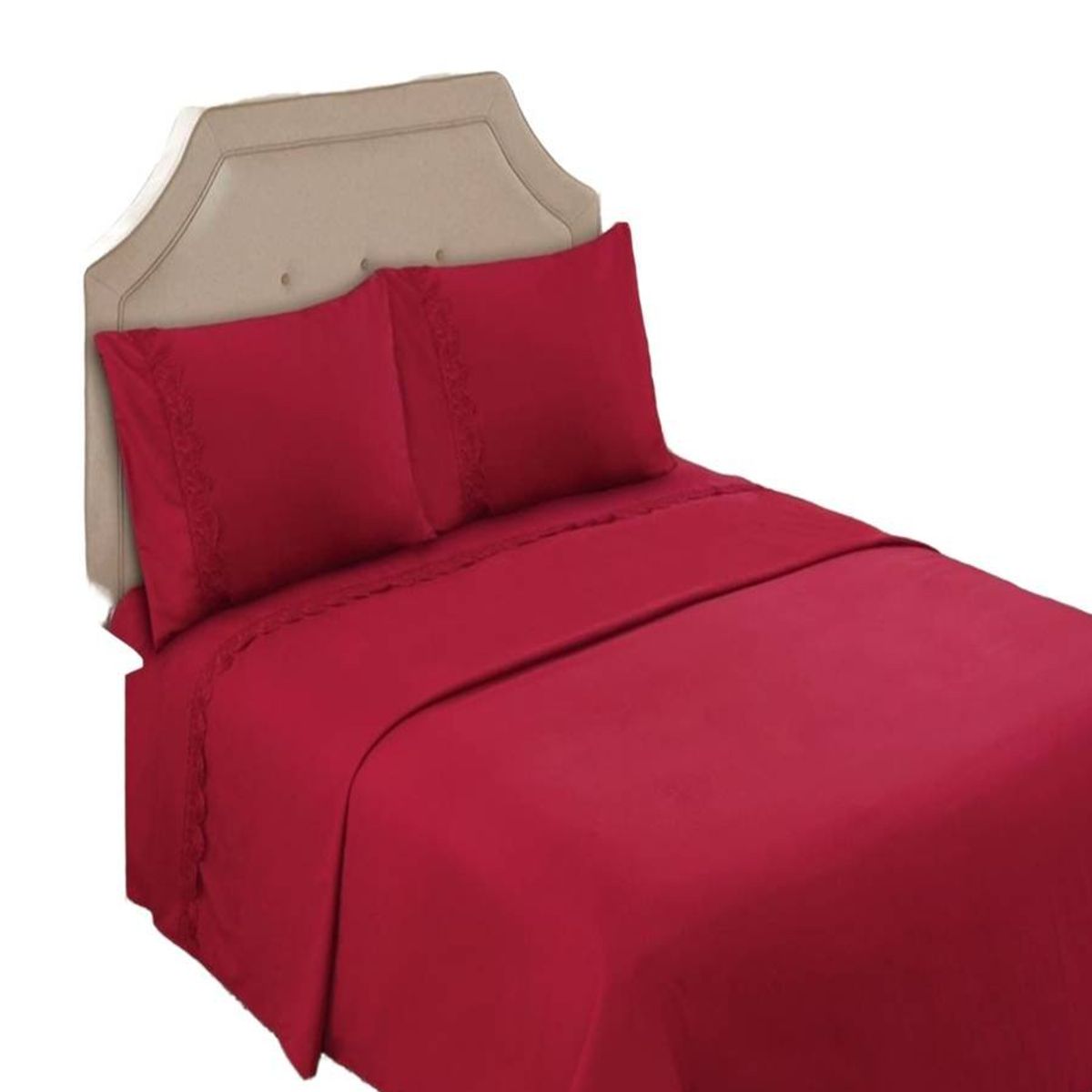 GENERICO - JUEGO DE SABANAS 144 HILOS KING ROJO