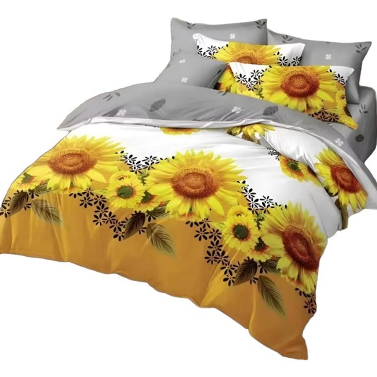 GENERICO - Juego de Sábana de Genero 3 pieza 1.5 Plaza Diseño girasoles TF