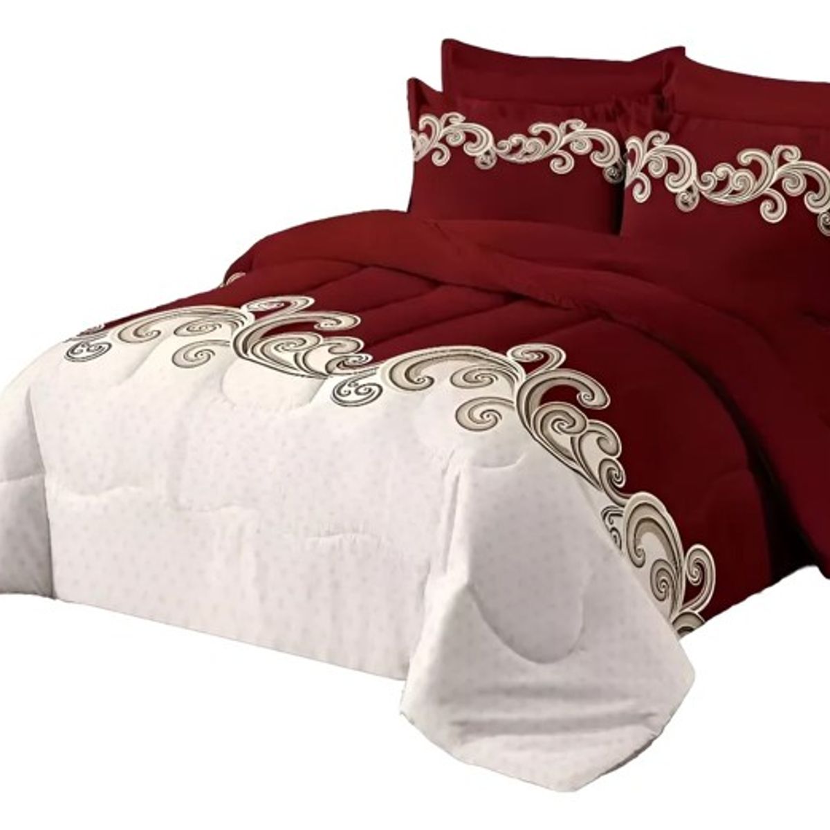GENERICO - Juego de Sábana de Genero 3 pieza 1.5 Plaza Diseño duocolor burdeo TF