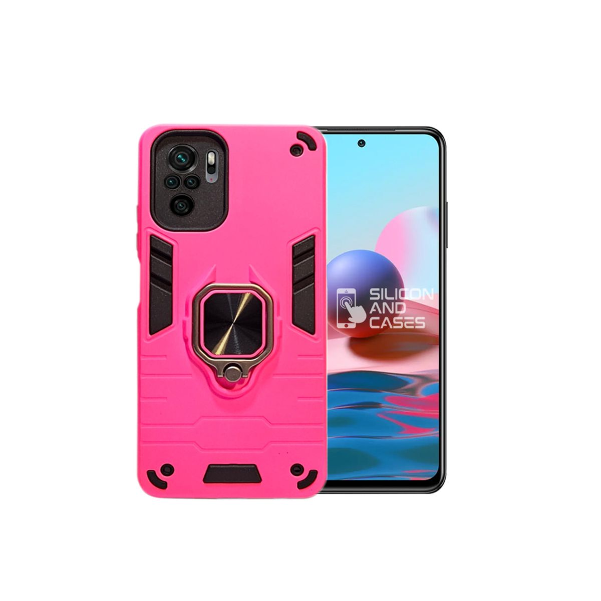 GENERICO - CARCASA ANILLO ANTIGOLPE PARA CELULAR XIAOMI REDMI NOTE 10 4G FUCSIA