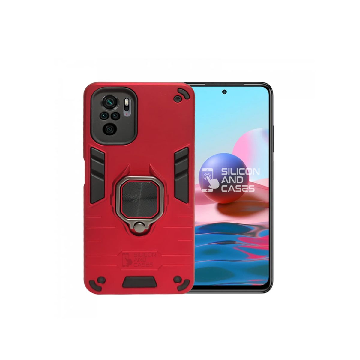 GENERICO - CARCASA ANILLO ANTIGOLPE PARA CELULAR XIAOMI REDMI NOTE 10S ROJO