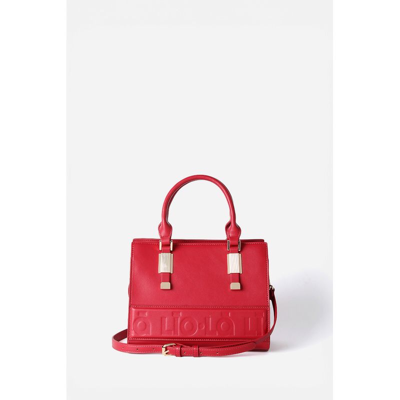 LIOLA - Cartera Con Herraje Metal, Efecto Cuero, Rojo Liola