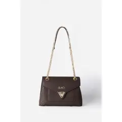 LIOLA - Cartera Broche Triangulo, Efecto Cuero, Chocolate