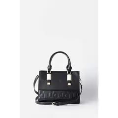 LIOLA - Cartera Con Herraje Metal, Efecto Cuero, Negro