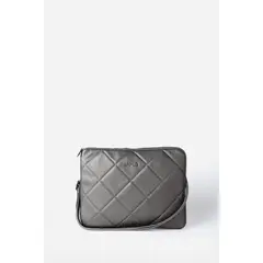 LIOLA - Bolso Laptop, Acolchado, Efecto Cuero Metalizado, Gris