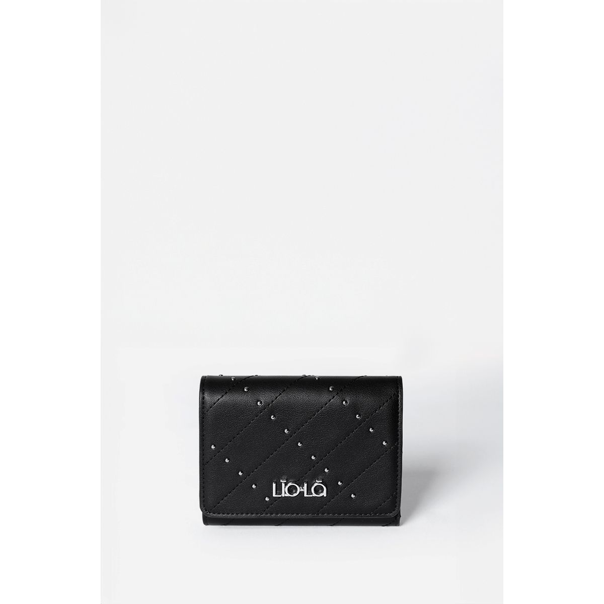 LIOLA - Billetera Con Tachas, Efecto Cuero, Negro Liola
