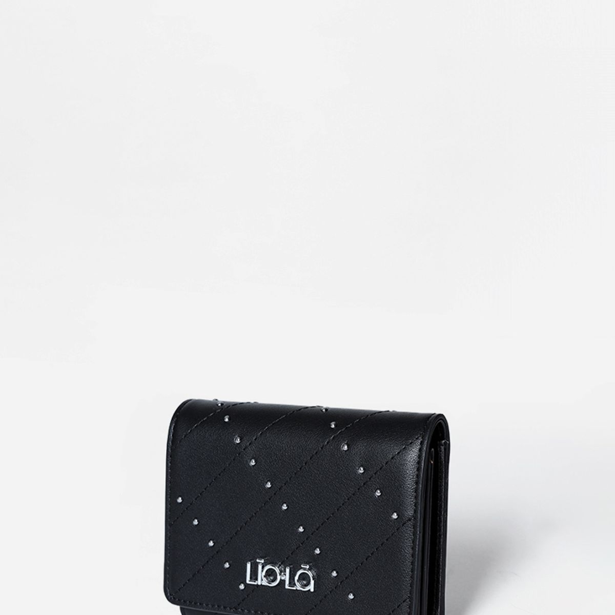 LIOLA - Billetera Con Tachas, Efecto Cuero, Negro Liola