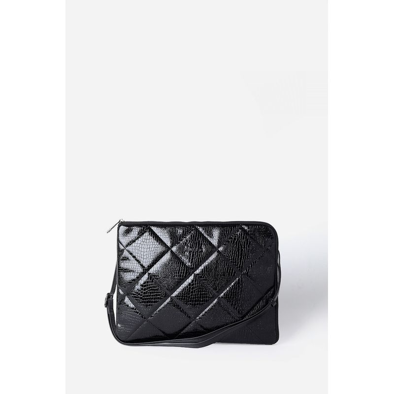 LIOLA - Bolso Laptop, Acolchado Piton, Efecto Cuero, Negro Liola