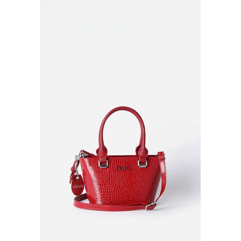LIOLA - Cartera Mini Con Llavero, Croco, Efecto Cuero, Rojo Liola