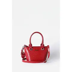 LIOLA - Cartera Mini Con Llavero, Croco, Efecto Cuero, Rojo