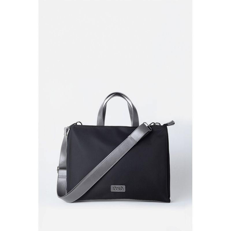 LIOLA - Bolso Laptop, Tela Efecto Cuero Contratono, Negro Liola