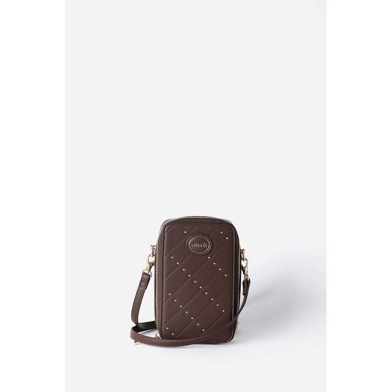 LIOLA - Bolso Para Celular Con Tachas, Efecto Cuero, Chocolate Liola