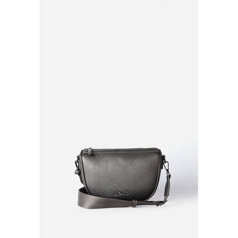LIOLA - Cartera Metalizada Efecto Cuero Granulado, Gris Liola