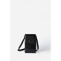 LIOLA - Bolso Para Celular Croco Charol, Efecto Cuero, Negro
